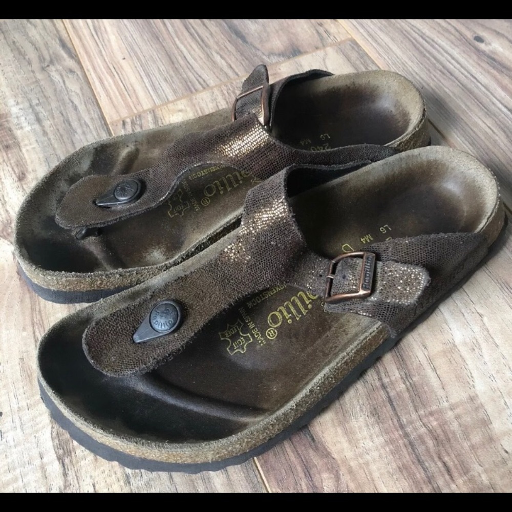 Birkenstock papillio thong sandals copper metallic